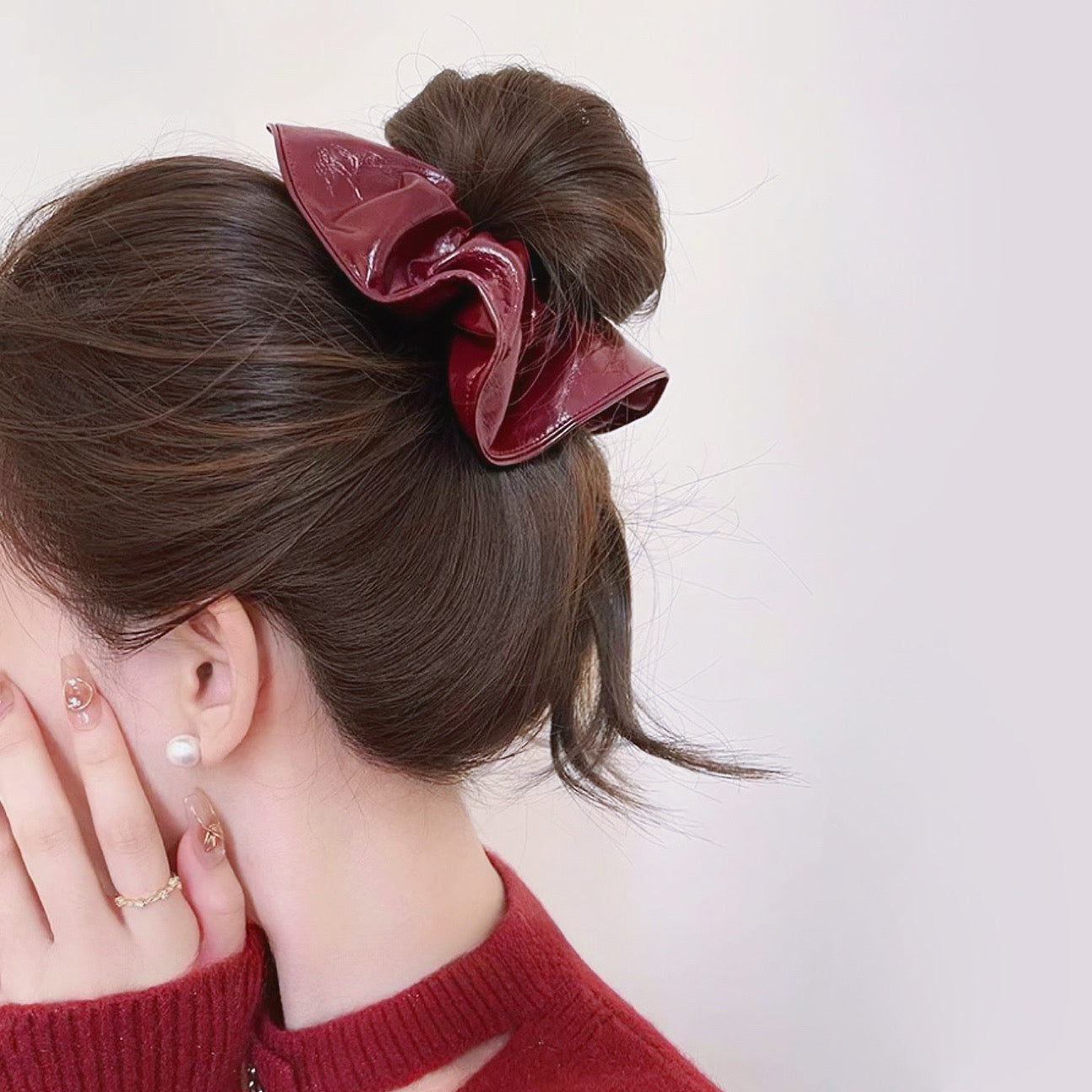 Ancora Red Leather Scrunchie