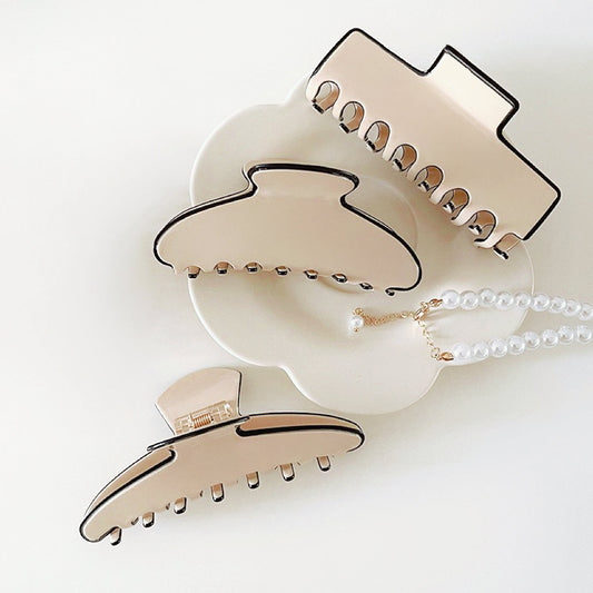 Cream Black Border Hair Claw