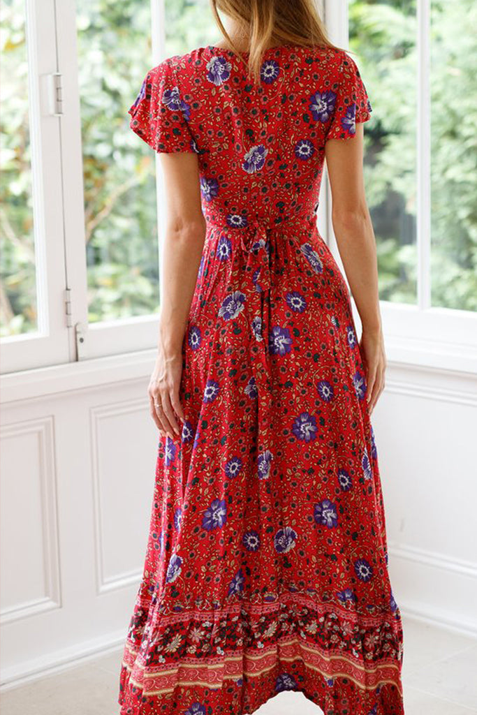 Women's Boho V-neck Long Maxi Dress -serendiple.com