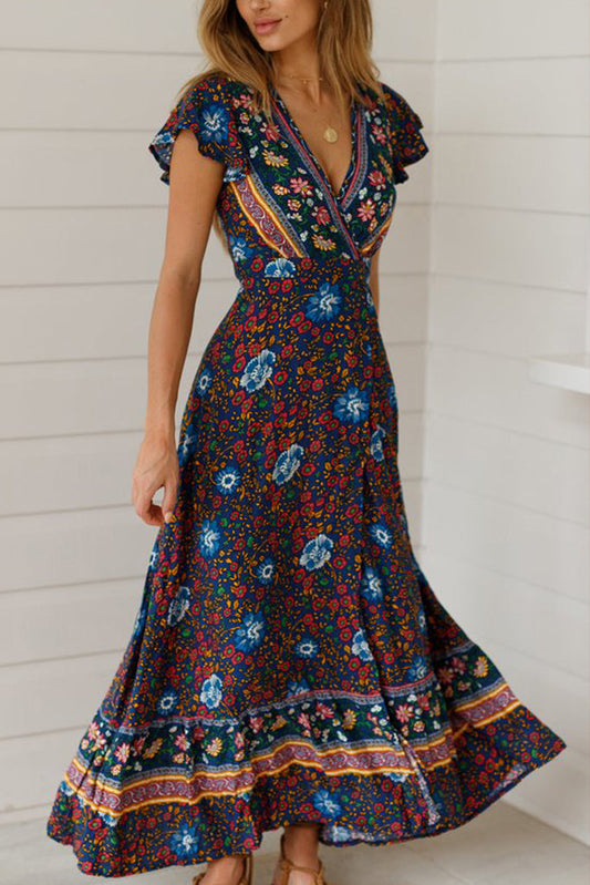 Women's Boho V-neck Long Maxi Dress -serendiple.com