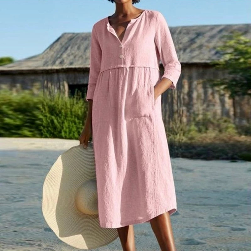 Organic cotton elegant loose dress-serendiple.com