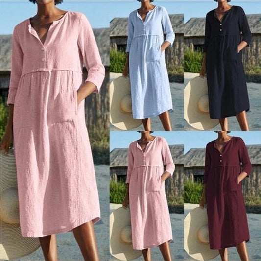 Organic cotton elegant loose dress-serendiple.com