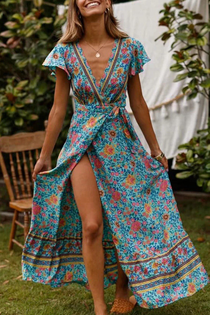 Women's Boho V-neck Long Maxi Dress -serendiple.com