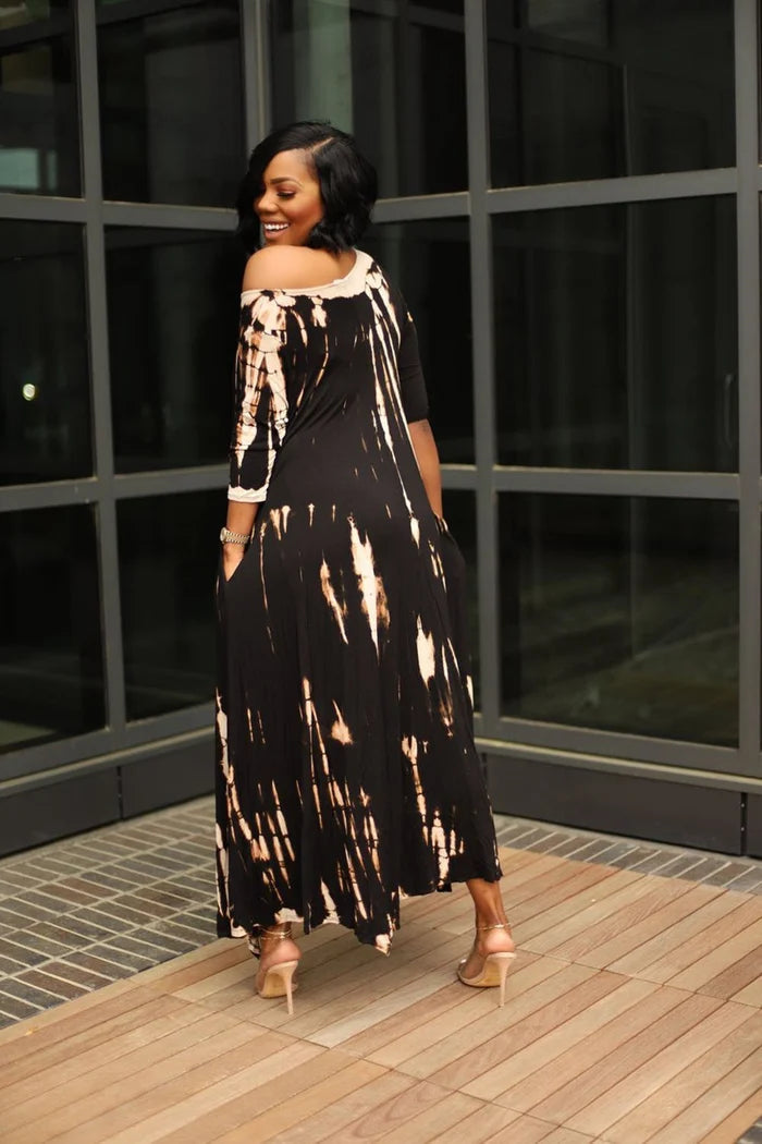 💃Loose Graffiti Tie-Dye Pocket Midi Dress(Buy 2 Free Shipping)-serendiple.com